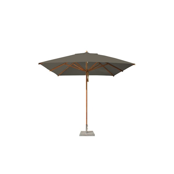 Bambrella 6.5'x10' Rectangular Bamboo Market Umbrella w/2" Pole Diameter-Grey Canopy 2mX3m REC-L-G - main