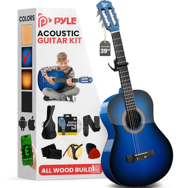 Pyle Classical Guitar Starter Kit PGACMS90BLU - main