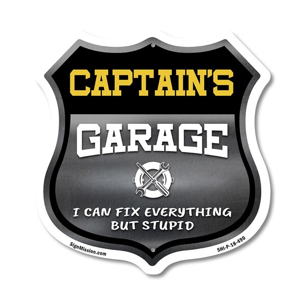 Signmission Captain's Garage I Can Fix Everything But Stupid, 18 Inch X 18 Inch, Plastic Sign SHI-P-18-490-CAPTAIN - main