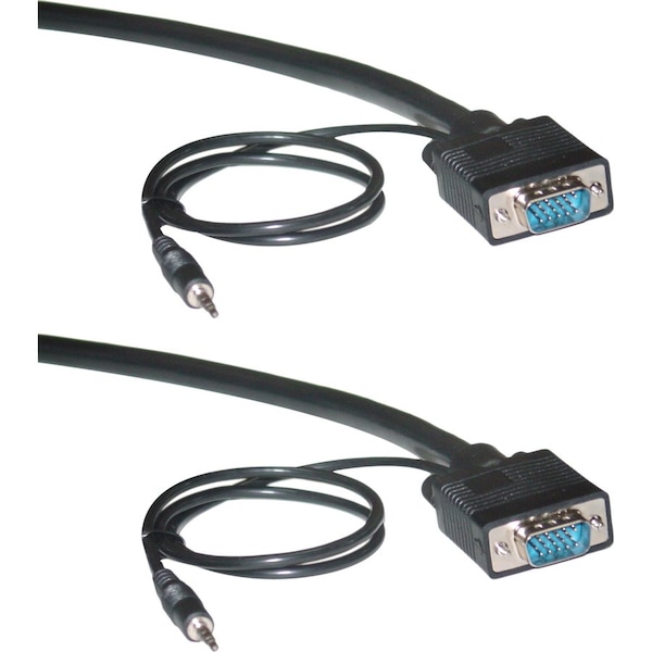 Cable Wholesale Shielded SVGA Cable with 3.5mm Audio, Black, HD15 Male, Coaxial Construction, Double 10H1-29175 - main