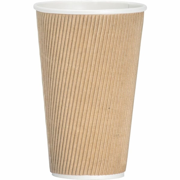 Genuine Joe 16 oz Ripple Hot Cups - Brown, 125PK GJO11257BD - main