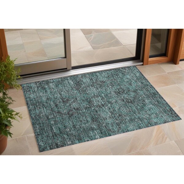 Homeroots 3' X 5' Turquoise Oriental Washable Non Skid Indoor Outdoor Area Rug 563847 - main
