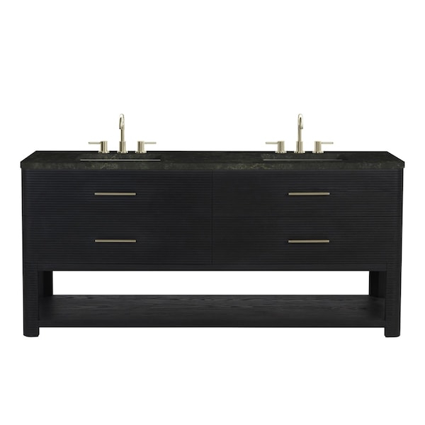 James Martin Vanities Lucian 72" Double Vanity, Carbon Oak, w/ 3 CM Phantome Eclos Widespread Top D704-V72-CBO-WPHT - main