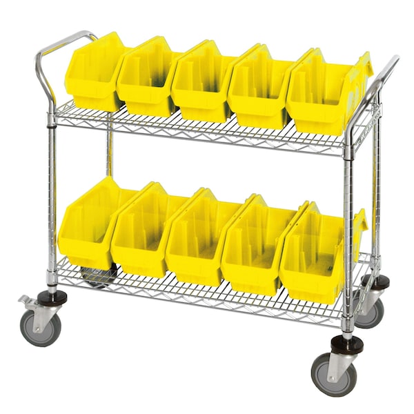 Quantum Storage Systems WIRE SHELVING CART W/10 YELLOW BINS WRC2-1836-1265YL - main