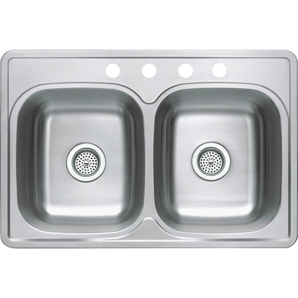 Cmi Compass Manufacturing 33'' x 22'' x 8'' Double Bowl Top Mount 22 Ga. Kitchen Sink 482-8265 - main