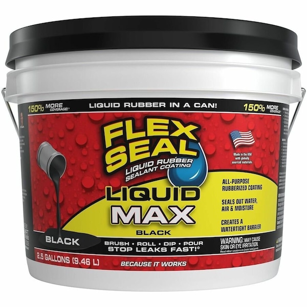 Flex Seal Flex Liquid MAX Black 2.5 Gal., 2.5 gal, Black, Rubber Base LFSMAXBLK02 - main