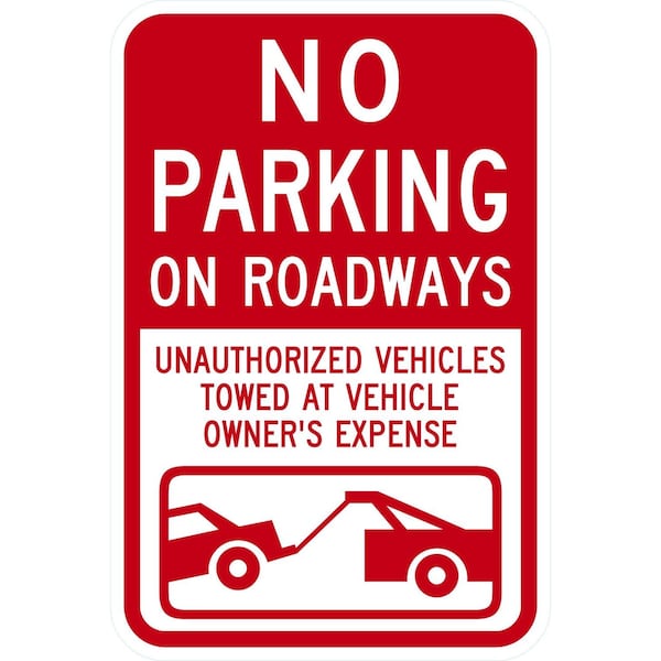 Lyle No Parking on Roadways Unauthorized Vehicles Towed At, 12x18, Diamond Grade, White G-2867-DG_12x18 - main