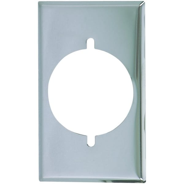 Eaton Wiring Devices Power Outlet Wallplate, 4-1/2 in L, 2-3/4 in W, 1 -Gang, Chrome, Ivory/White, Chrome 39CH-BOX - main