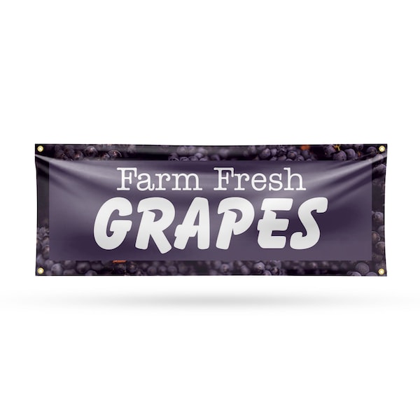 Signmission Farm Fresh Grapes, 18 Inch x 48 Inch, Vinyl Banner B-30594 - main