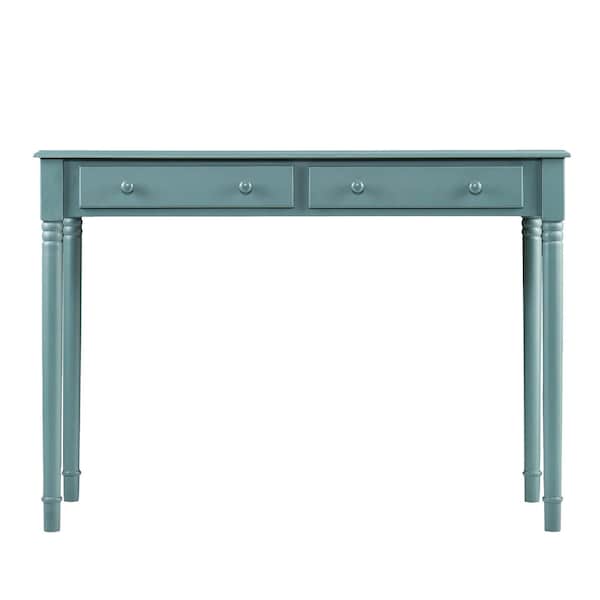 Homeroots 43" Green Solid Wood Writing Desk With Two Drawers 402020 - main