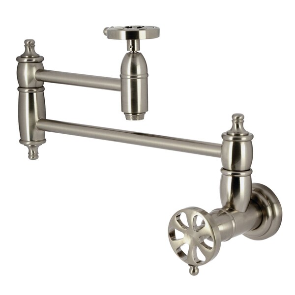Kingston Brass Wall Mount Pot Filler Faucet, Brushed Nickel KS3108RX - main