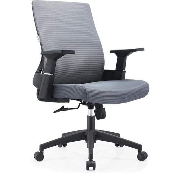 Leisuremod Brio Modern Office Chair with Adjustable Swivel Cotton Upholstered Task Chair BO60GR - main