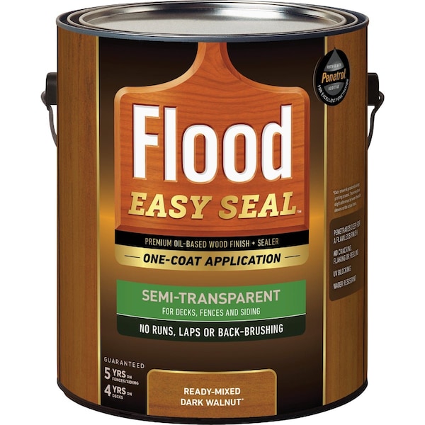 Flood Easy Seal Semi-Transparent Premium Oil-Based Wood Finish & Sealer Dark Walnut 1 Gal. FLDES125/01 - main