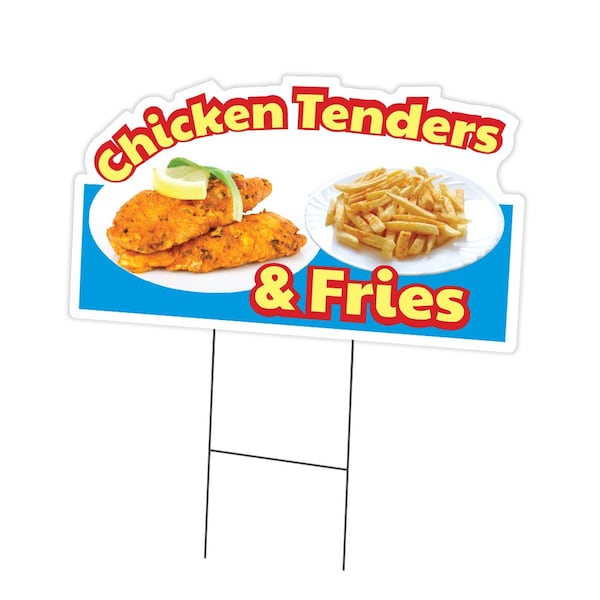 Signmission Chicken Tenders & Fries Yard & Stake plastic coroplast window, 1824-Chicken Tenders & Fries C-DC-1824-Chicken Tenders & Fries - main