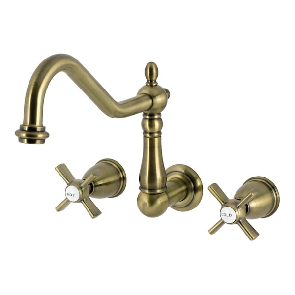 Kingston Brass Two-Handle Wall Mount Tub Faucet, Antique Brass KS1023ZX - main