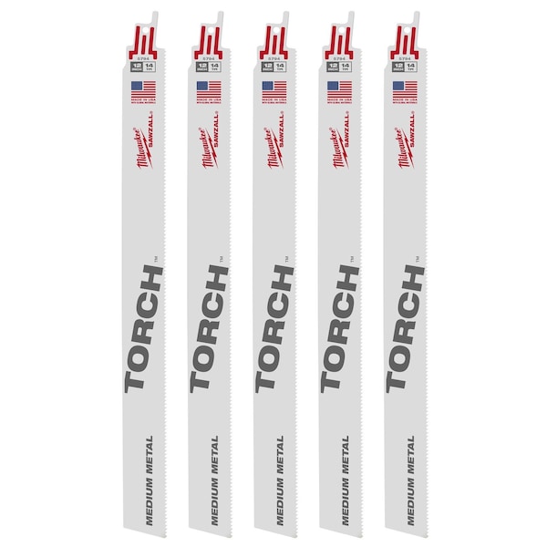 Milwaukee Tool 12" 14 TPI The Torch SAWZALL Blades (5 Pk) 48-00-5794 - main