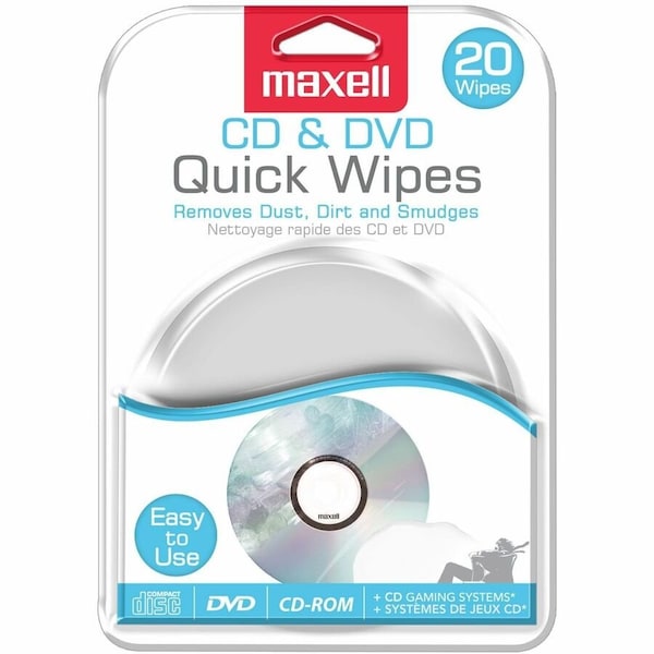 Maxell CD/DVD QUICK DISC MEDIA DRY CLEANING WIPES 20pcs 190511 - main