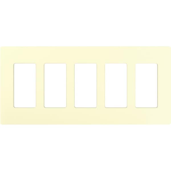 Lutron Designer Wall Plates, Number of Gangs: 5 Thermoset, Gloss Finish, Almond CW-5-AL - main