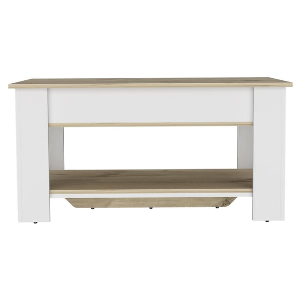 Homeroots 40in Oak and White Wood Storage Bench With Flip Top 477603 - main