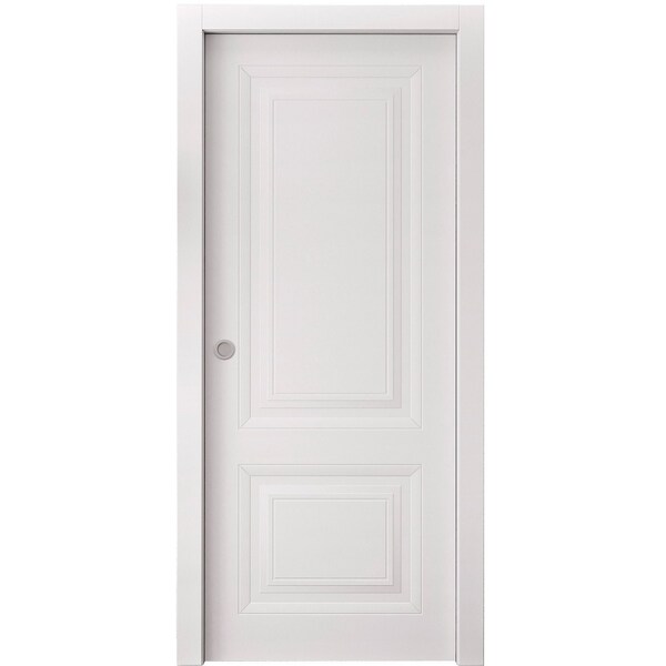 Sartodoors Sliding Pocket Door 28 x 96 inches, BASIC 9422 White, Kit Rail Hardware, Solid Wood Interior Bedr BASIC9422PD-SKIN-2896 - main