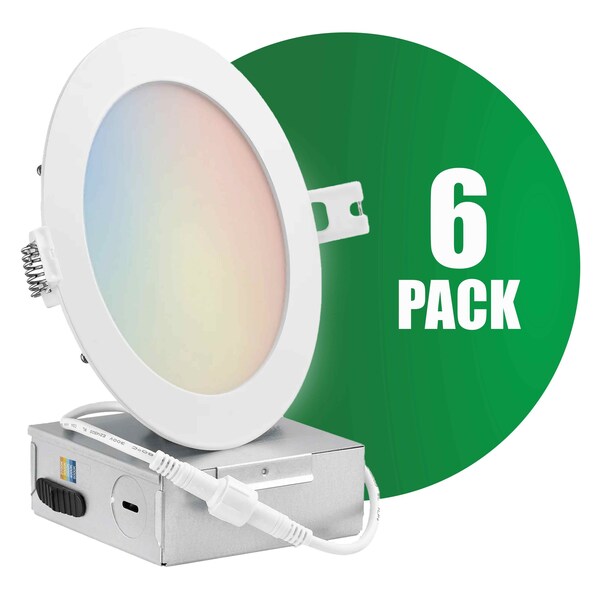 Qplus 6-Inch Slim-Panel Recessed Light White, 5CCT, Wet Location, 6PK 21105701-06 - main