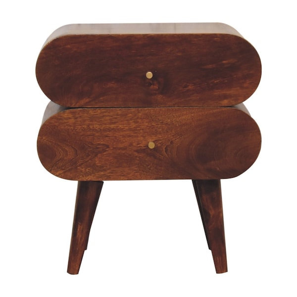 Homeroots 20" Brown Solid Wood Round Two Drawer Nightstand 651521 - main