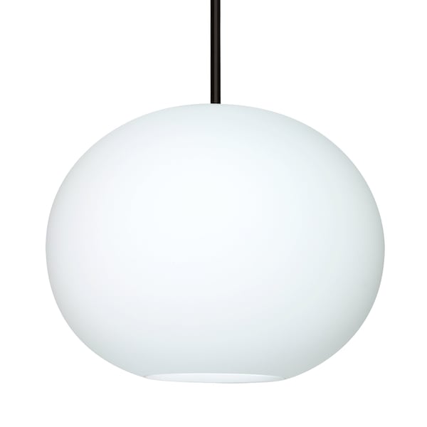 Besa Lighting Besa Jordo Stem Pendant, Opal Matte, Black Finish, 1x 11W LED 1TT-477507-LED-BK - main
