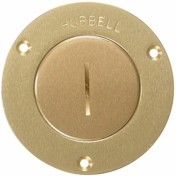 Hubbell Wiring Device-Kellems Box Cover, Floor Box Type, 1 Gang, Brass S3525 - main