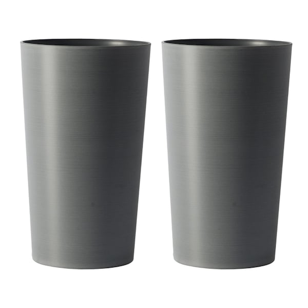 Homeroots Set of Two Light Gray Heavy Duty Plastic Cylindrical Planter Pots 719626 - main