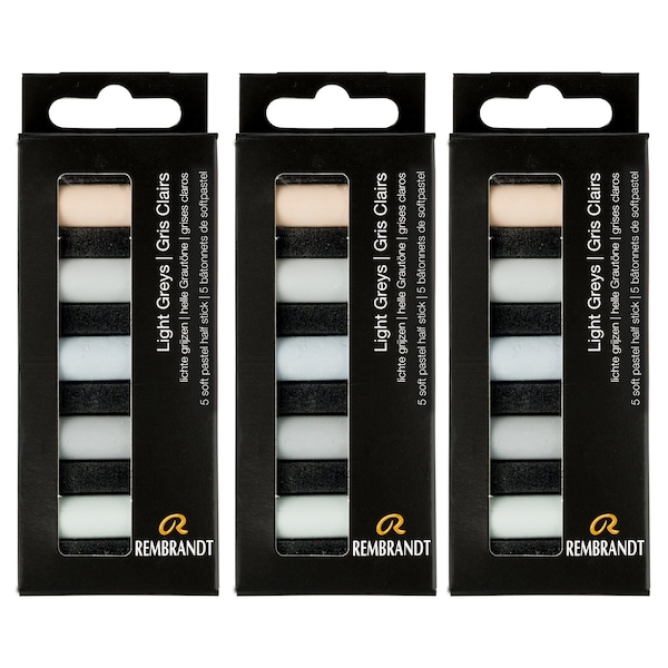 Rembrandt Soft Pastels Micro Sets, Light Greys Per Set, 5 Half Sticks, 3 Sets, 3PK 31820515 - main