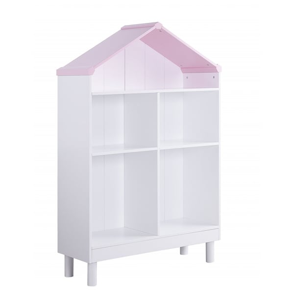 Homeroots 56" White Solid and Manufactured Wood and Solid Wood Three Tier Double Bookcase 347506 - main