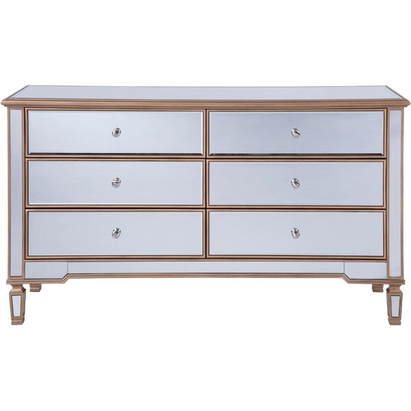 Convenience Concepts 6 Drawers Cabinet Gold Paint - Hand Rubbed, Antique Gold - 60 x 20 x 34 in. HI2950280 - main