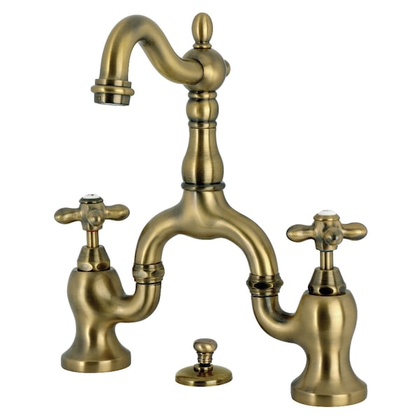 Kingston Brass Bridge Bathroom Faucet with Brass Pop-Up, Antique Brass KS7973AX - main