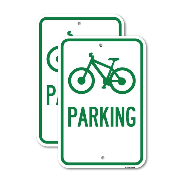 Signmission D4-3 Bicycle Parking Bicycle Symbol Parking, 18'' X 24'' 2 Signs, Heavy Gauge Aluminum, 2PK A-1824-2PACK-24199 - main