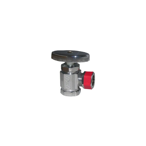 Larsen Supply Co. Pipe Fitting, Angle Stop Valve, Chrome, Lead-Free, 1/2 FPT x 1/2-In. OD Compression Outlet 1938495 - main