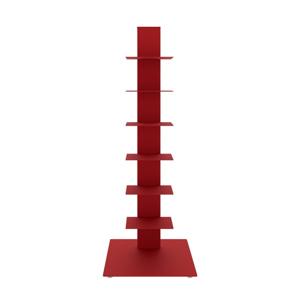 Homeroots 38" Red Metal Six Shelf Modern Tower Bookcase 654138 - main