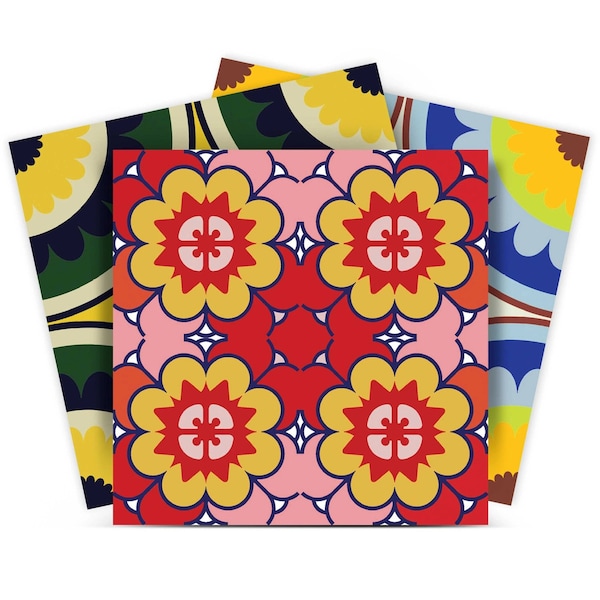 Homeroots 8" X 8" Mediterranean Brights Peel And Stick Removable Tiles 382878 - main