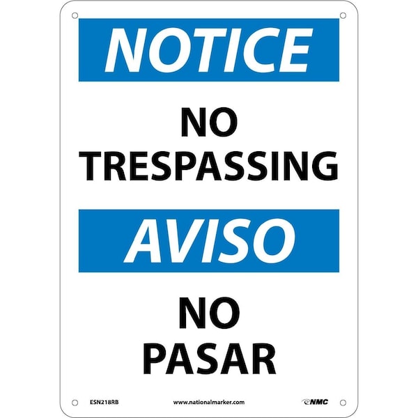 Nmc Notice No Trespassing Sign - Bilingual, ESN218RB ESN218RB - main