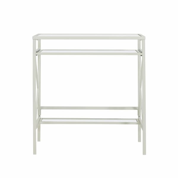 Homeroots 29" Clear And White Glass Writing Desk 402042 - main