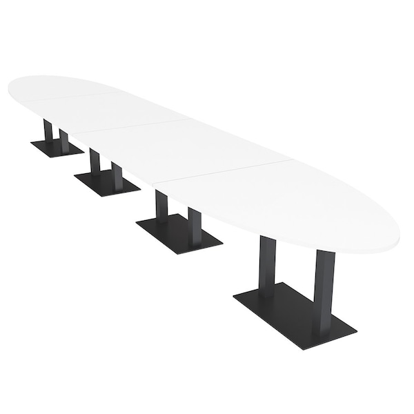 Skutchi Designs Oval Conference Table With Power, 48 in W, 264 in L, White HAR-OVL-48X264-DOU.BK-W960-NA - main