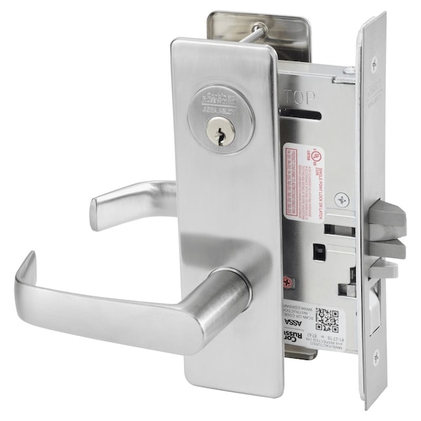 Corbin Russwin Entrance or Office Mortise Lock, NS Lever, M Escutcheon, Satin Chrome ML2051 NSM 626 - main
