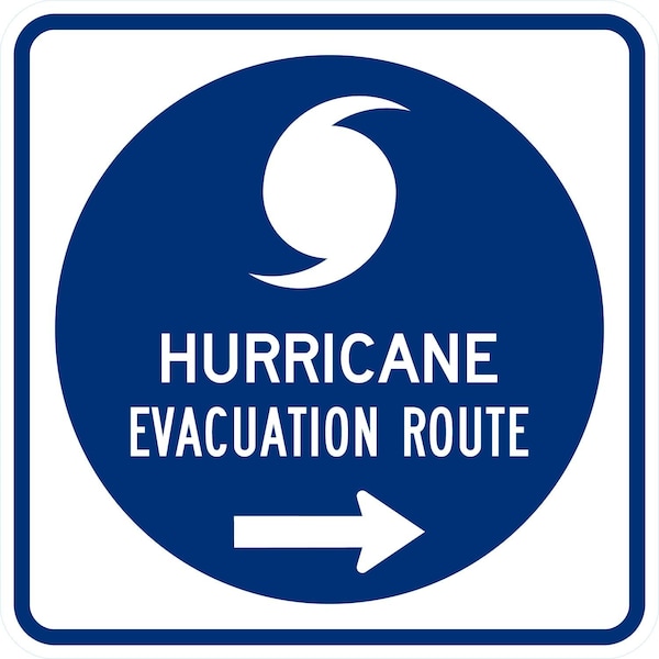 Lyle Hurricane Evacuation Route With Right Arrow, 24x24, High Intensity Prismatic, Blue G-13766-HI_24x24 - main