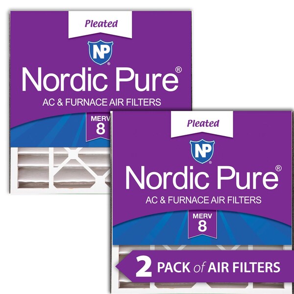 Nordic Pure 20x20x5 Pleated Air Filter, High Capacity, Electrostatically Charged Synthetic Media, MERV 8, 2 PK 20x20x5ABM8-2 - main