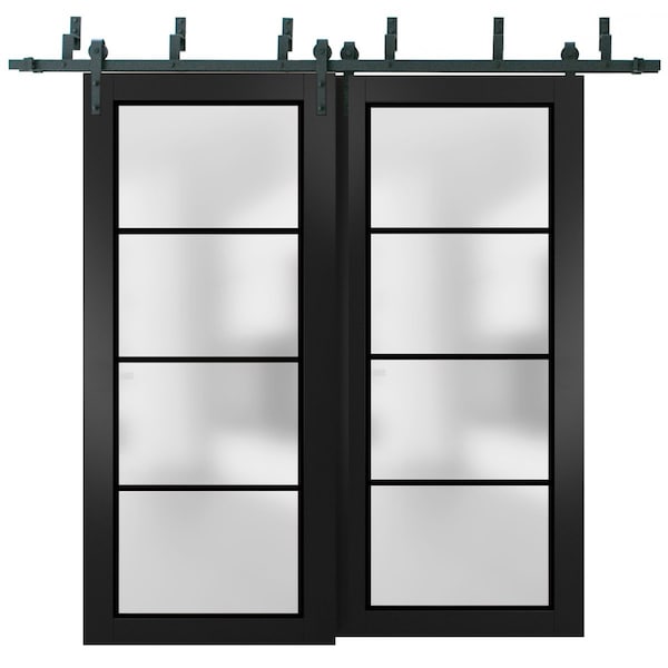 Sartodoors Sliding Closet Frosted Glass Barn Bypass Doors with Hardware Planum 2132 Black 84x96 (2* 42x96) PLANUM2132BBB-BLK-84 x 96 (2* 42x96) - main