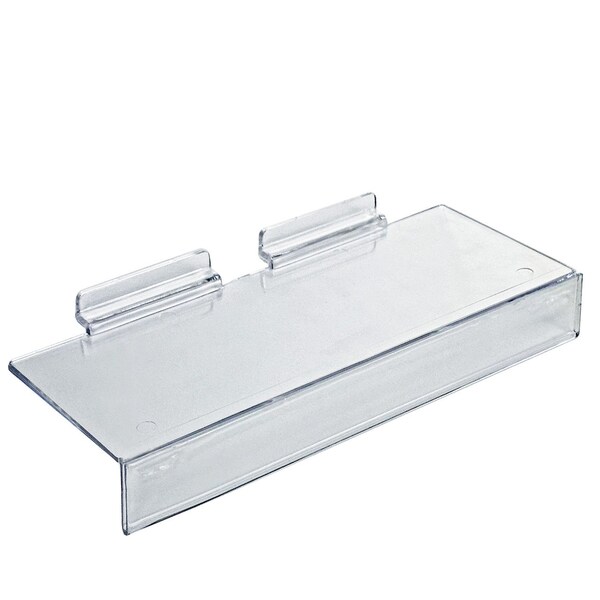 Azar Displays Acrylic Slatwall Shoe Shelf with Sign Slot, 10"W x 1.25"H x 4"D, Clear, 10PK 556001-CLR-10PK - main