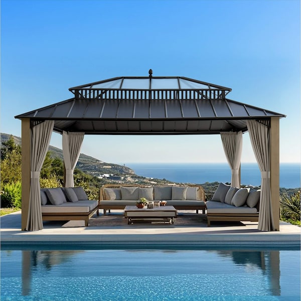 Sunjoy 16X12 Kingston PC Top Rectangular Gazebo Wood A10204389000 - main