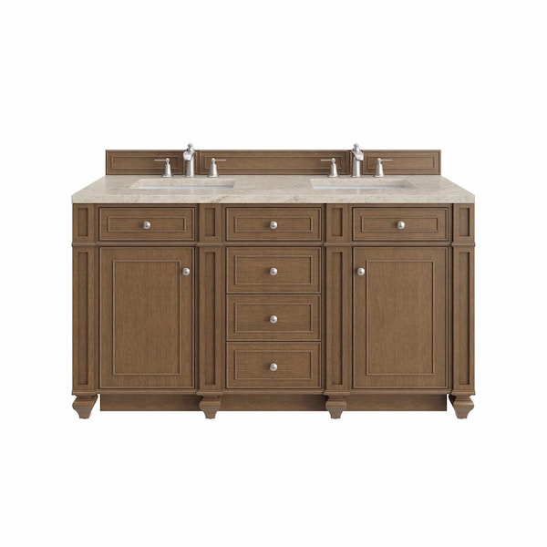 James Martin Vanities Bristol 60" Double Vanity, Saddle Brown, w/ 3 CM Tajnar Eclos Top w/FreePower Wireless Charger 157-V60D-SBR-FTJR - main