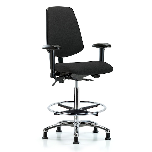 Blue Ridge Ergonomics Fab Hi Bench Chair, Med, Bk, CF, Glds, Blk, 6-Way Adjustable, 26" to 35-1/2" Height, Black BR-FHBCH-MB-CR-T0-A1-CF-RG-F42 - main