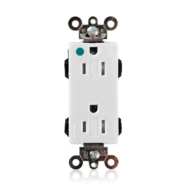 Leviton Straight Blade Receptacle, 5-15R, 15 A, 125V AC, Surface Mount, Self-Grounded MT162-ILW - main