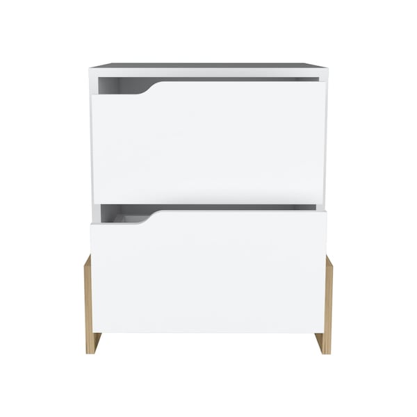 Homeroots 20" White And Natural Wood Two Drawer Nightstand 543692 - main